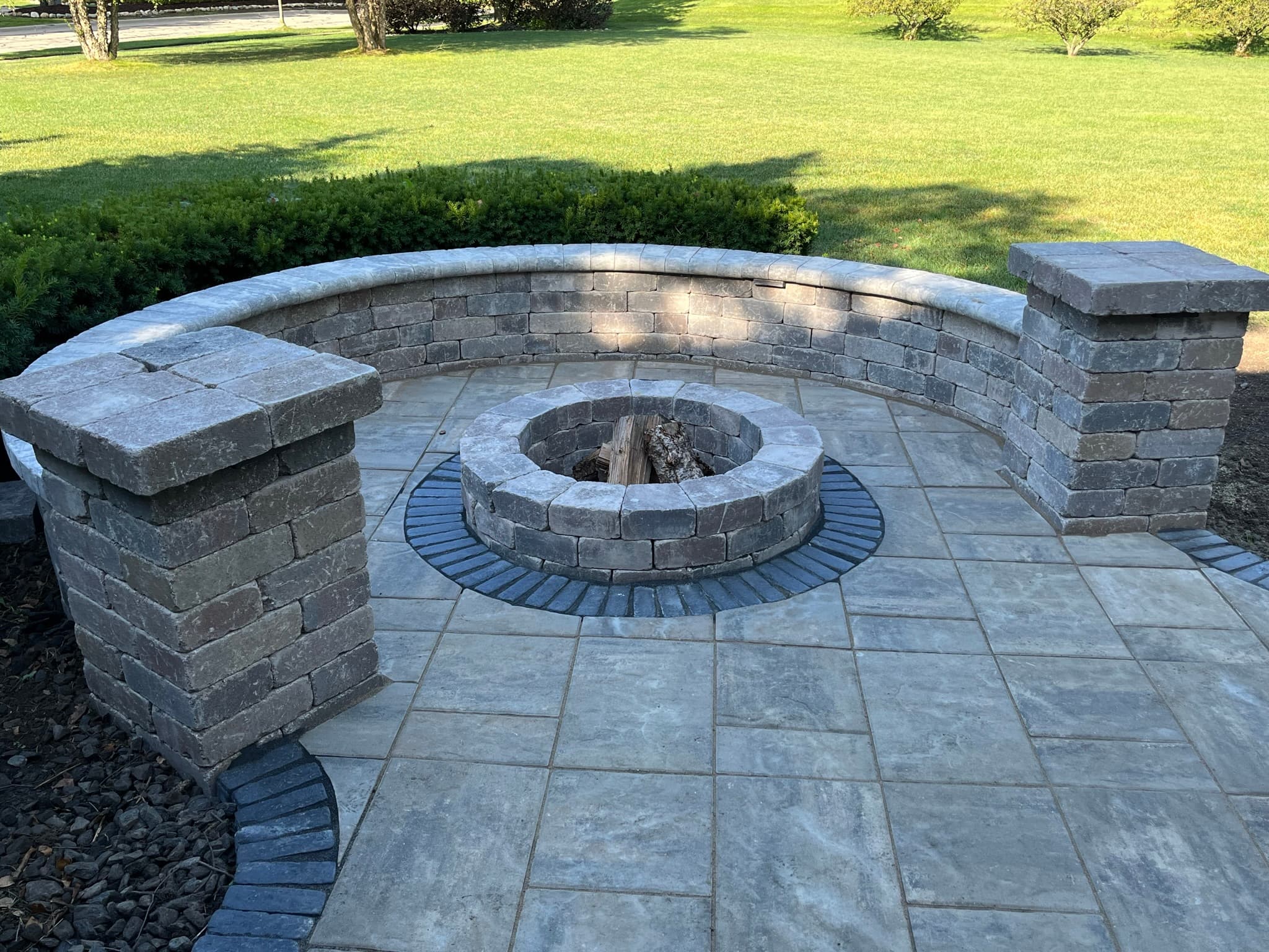 Paver Patio and Walkway with Fire Pit