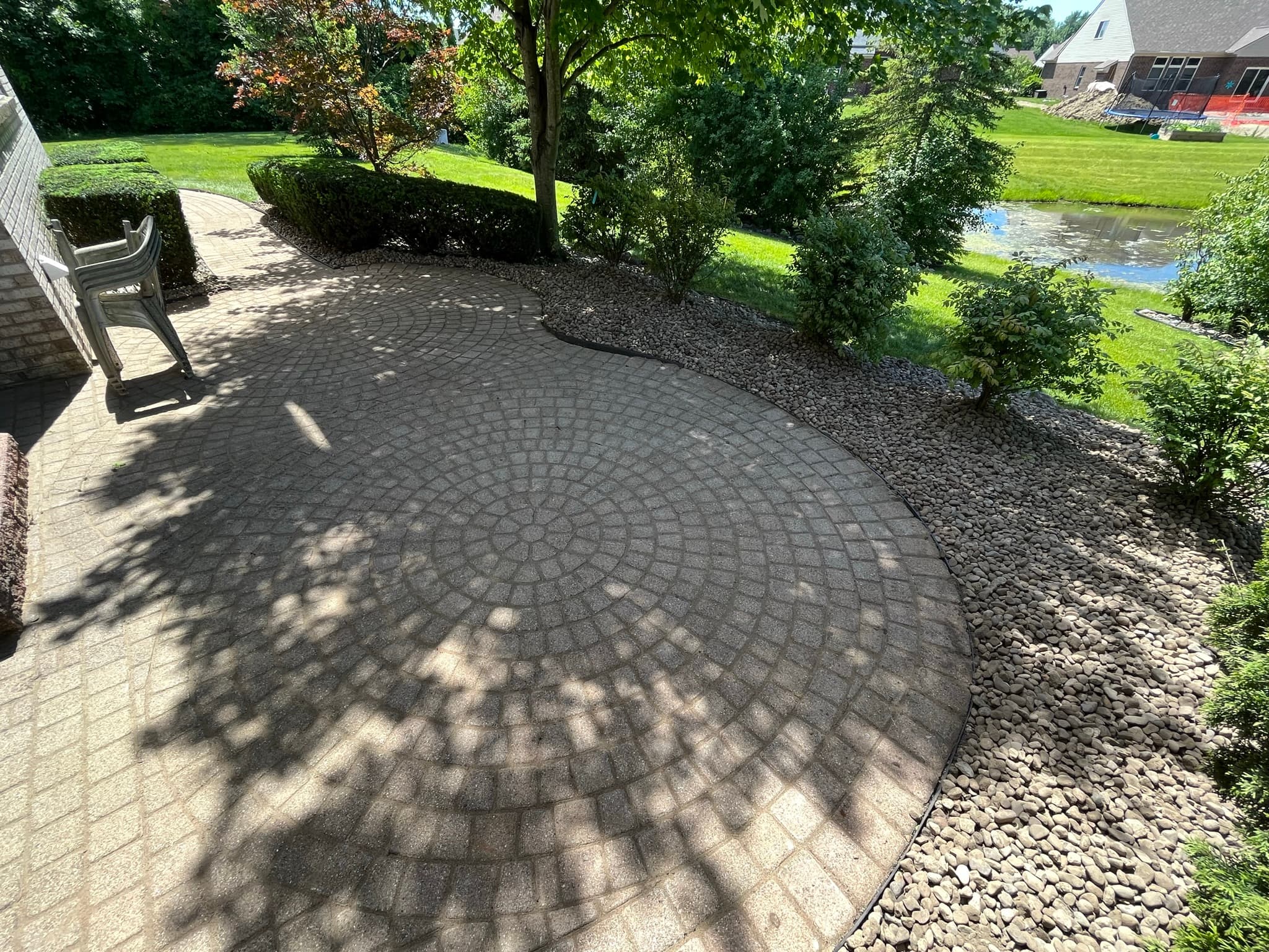 Circular Paver Patio Repair and Cleaning
